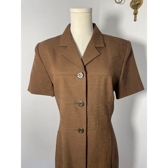 Vintage Pinup Minimalist Brown Dress LARGE - Picture 3 of 5